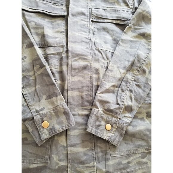 Caslon Olive British Camo Utility Jacket w/ Silver Embroidery Womens Size (L) - Picture 8 of 13